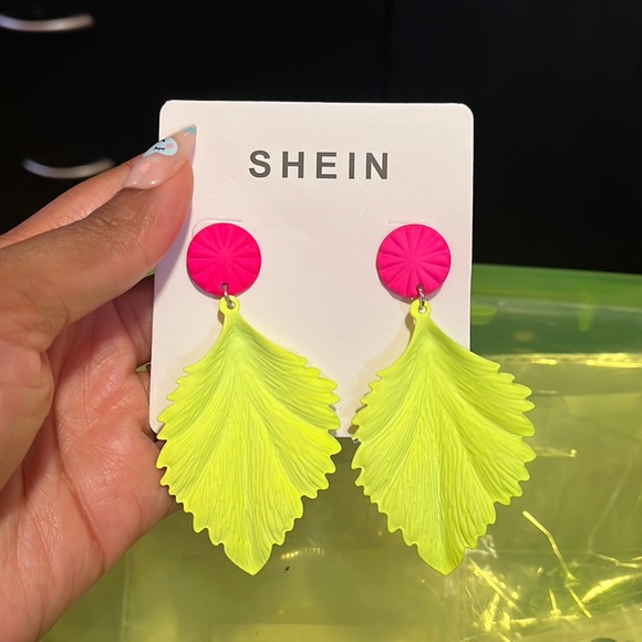 SHEIN Jewelry - SHEIN Neon Green Leaf earrings